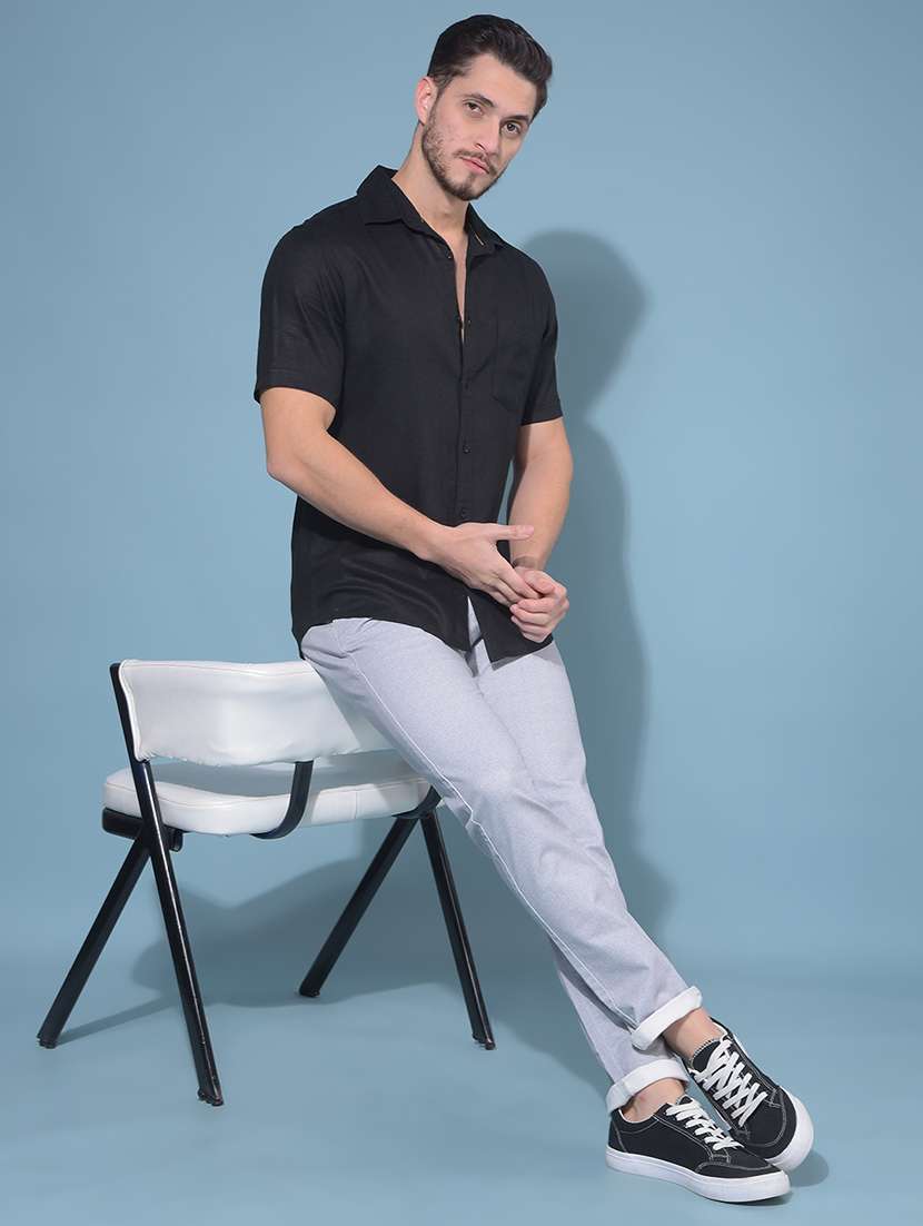 crimsoune club men's black linen shirt - 21109016 - Standard Image - 5