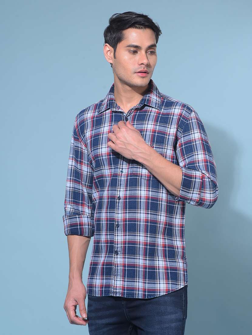 crimsoune club men's red tartan check cotton resort shirt - 21109056 - Zoom Image - 0