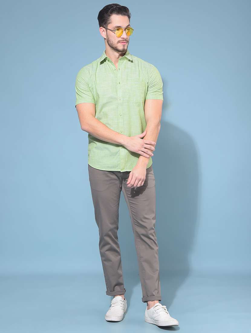 men solid grey chinos trouser - 21109526 - Standard Image - 3