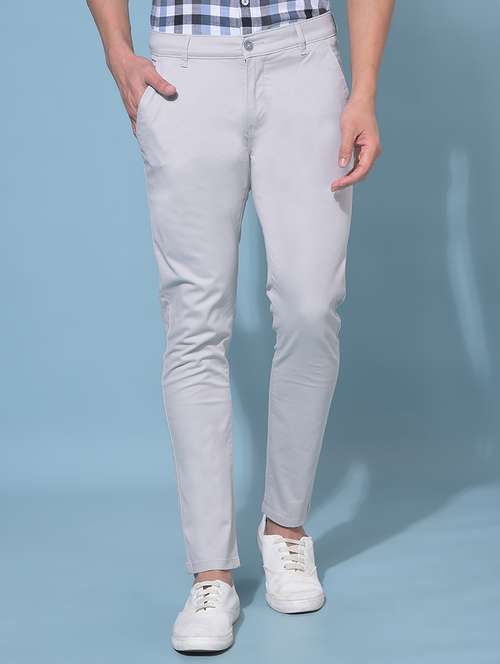 men solid grey flat front trouser - 21109598 - Standard Image - 0