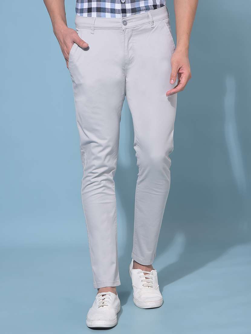 men solid grey flat front trouser - 21109598 - Zoom Image - 0