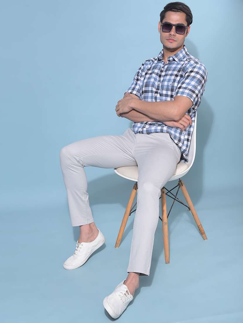 men solid grey flat front trouser - 21109598 - Standard Image - 3