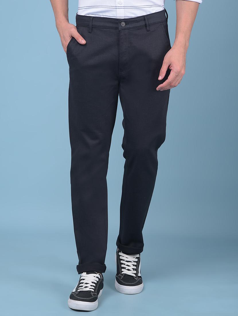 men black solid casual trouser