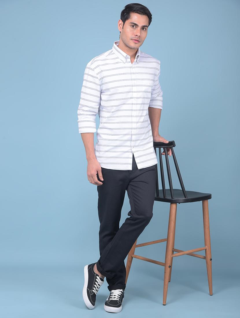 men black solid casual trouser - 21109609 - Standard Image - 3