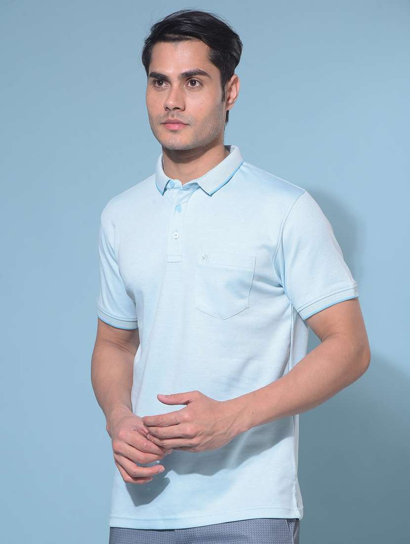 men mandarin neck solid t-shirt