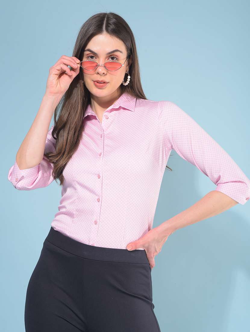 women printed collared shirt