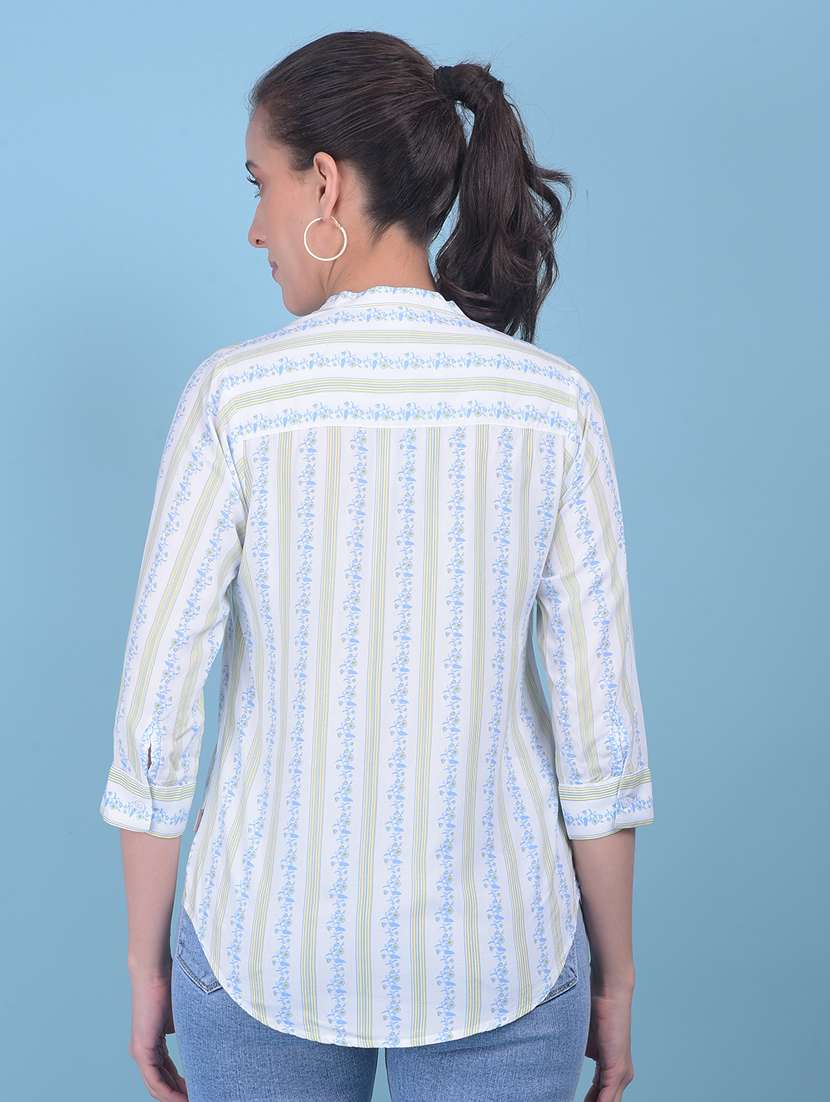 women printed mandrain neck shirt - 21110840 -  Standard Image - 3