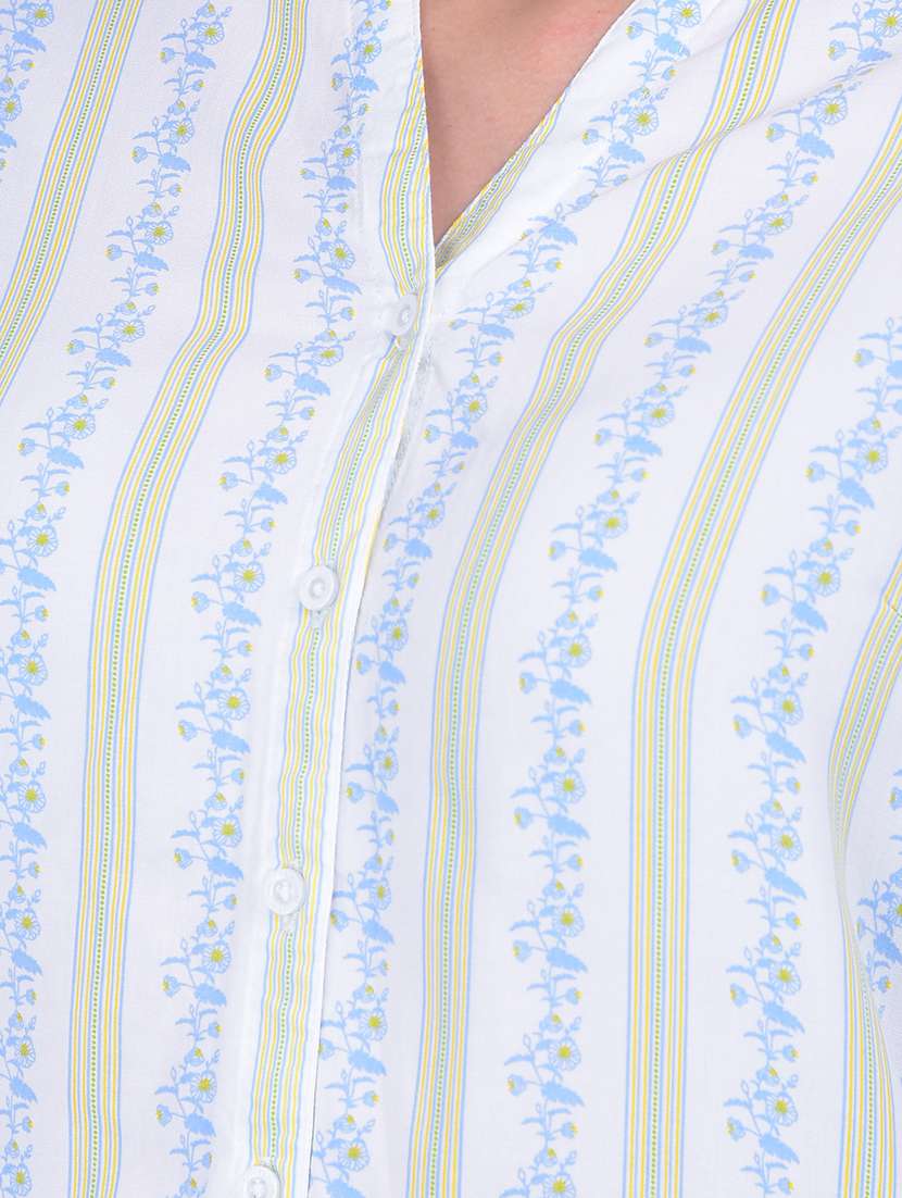 women printed mandrain neck shirt - 21110840 -  Standard Image - 5