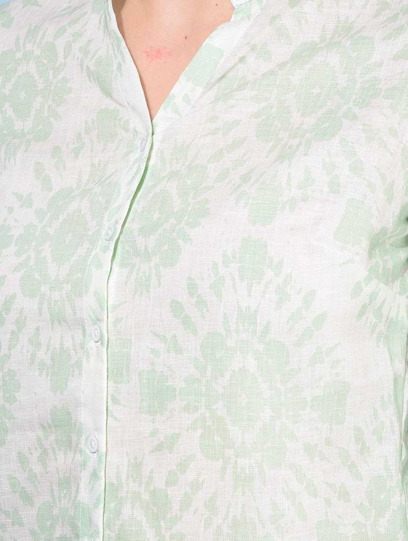 women printed mandrain neck shirt - 21110842 -  Standard Image - 5