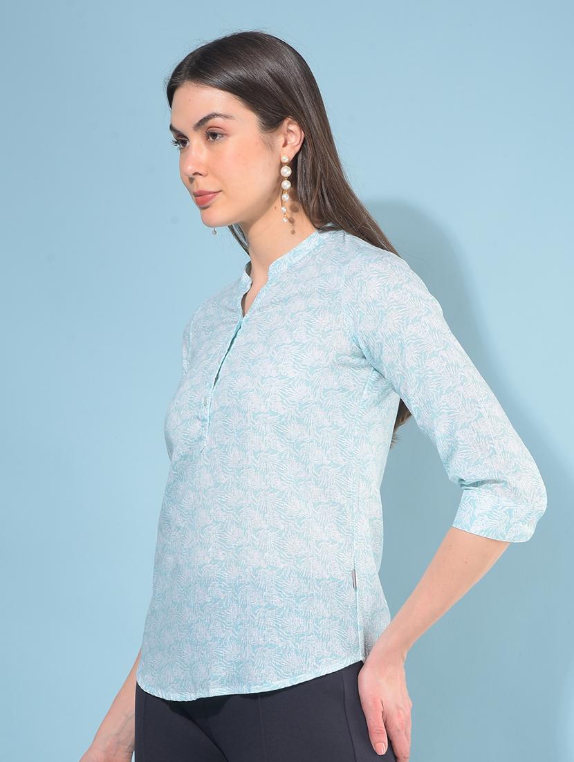 women printed mandrain neck t shirt - 21110915 - Zoom Image - 0