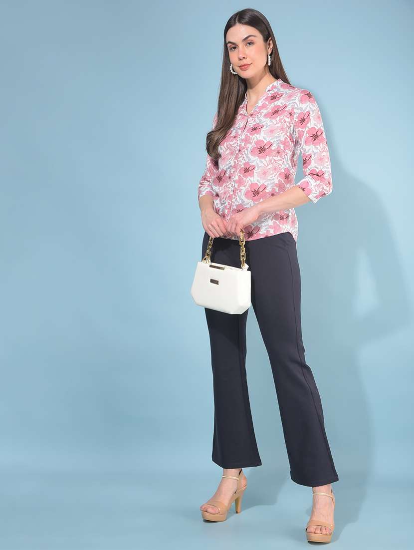 women solid mid rise bootcut trouser - 21111082 -  Standard Image - 5