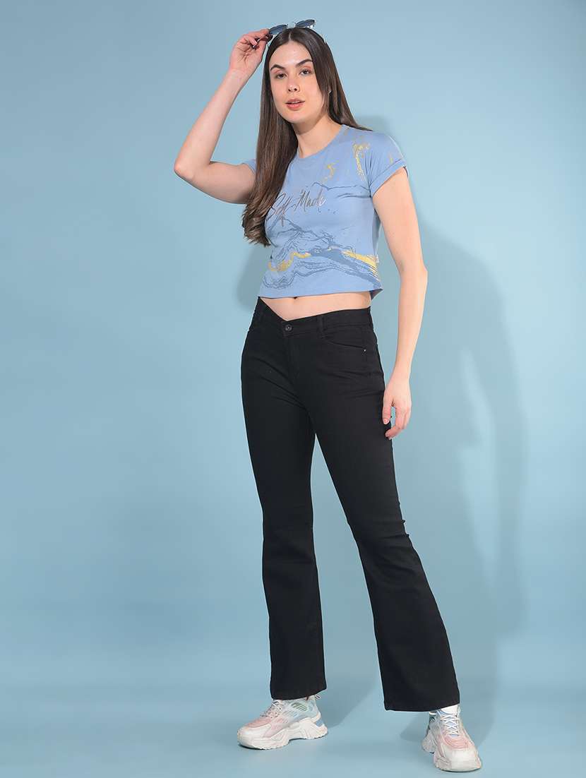 women short sleeves front print crop t-shirt - 21111282 -  Standard Image - 5