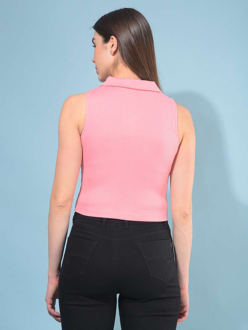 women solid sleeveless crop top - 21111297 -  Standard Image - 3