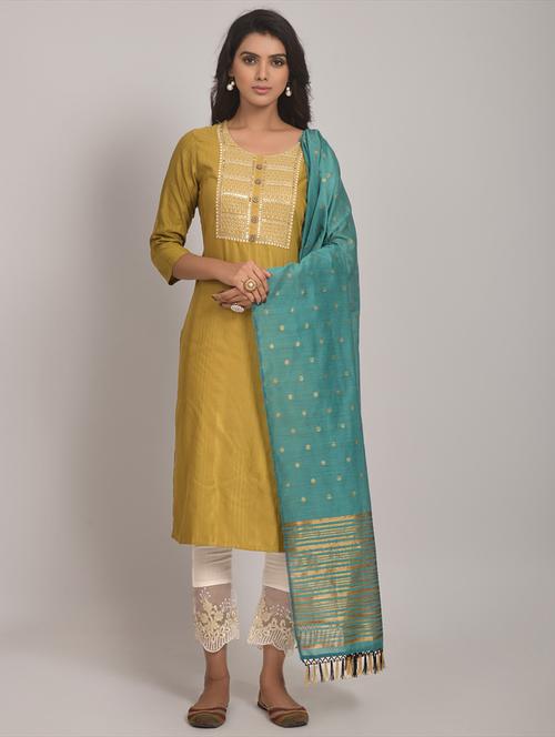 yellow embroidered detailed suit set - 21112839 -  Standard Image - 0
