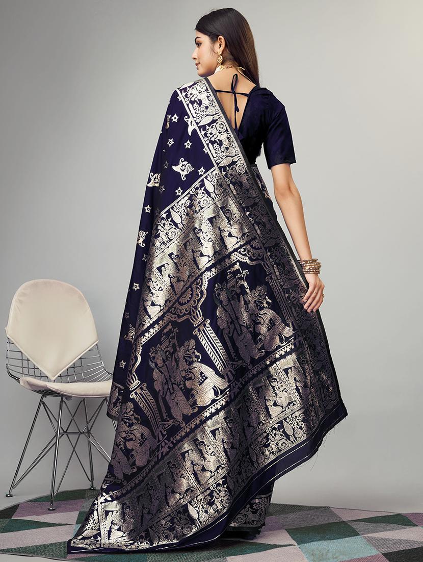 women zari work kanjivaram saree with blouse - 21113257 - Standard Image - 3