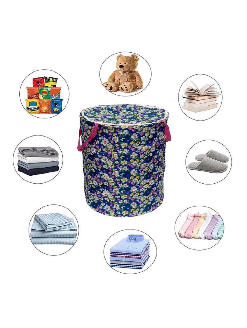 Winner Multicolor Polyester Floral Print Round Folding Laundry Bag 36 X 42 Cm - 21113264 -  Standard Image - 3