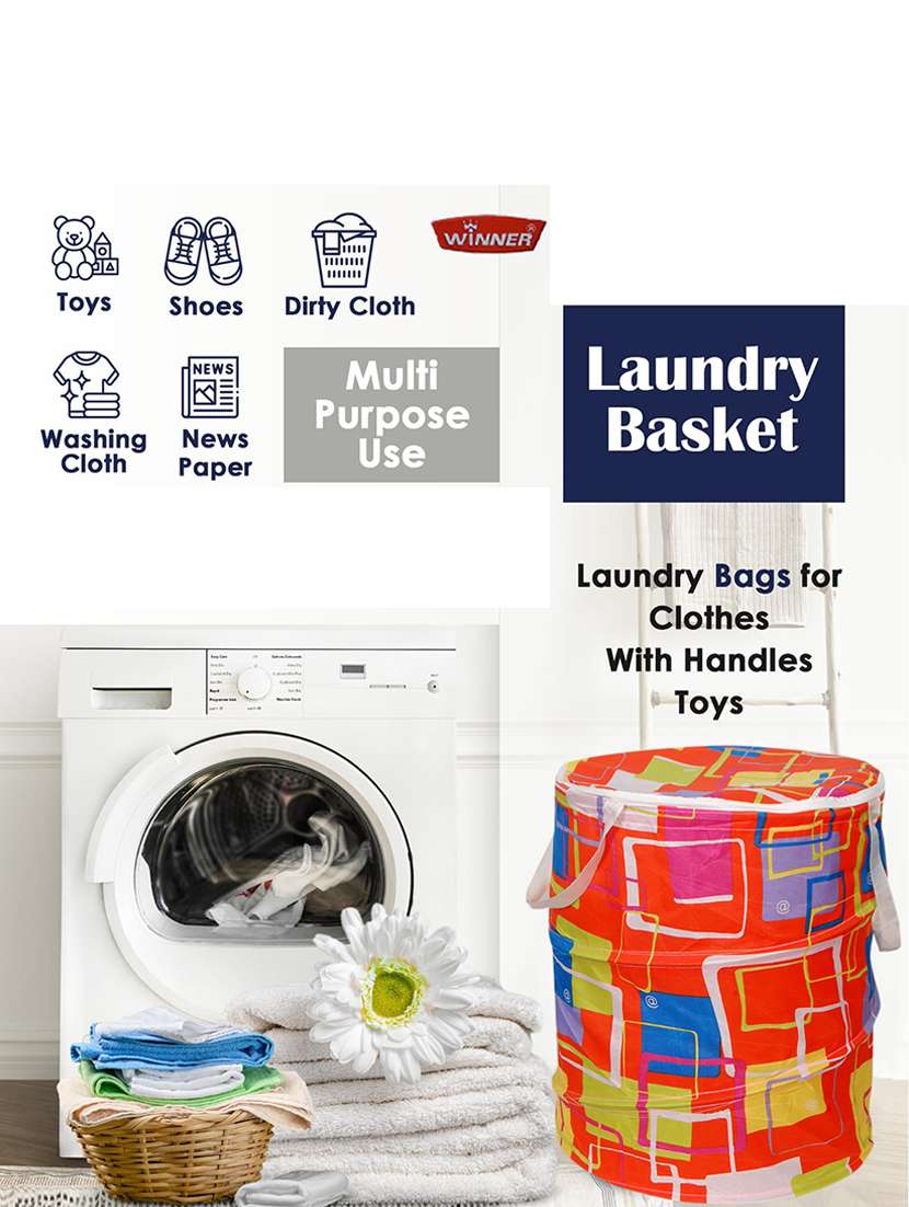 Winner Multicolor Polyester Round Folding Laundry Bag 36 X 42 Cm - 21113265 -  Standard Image - 3