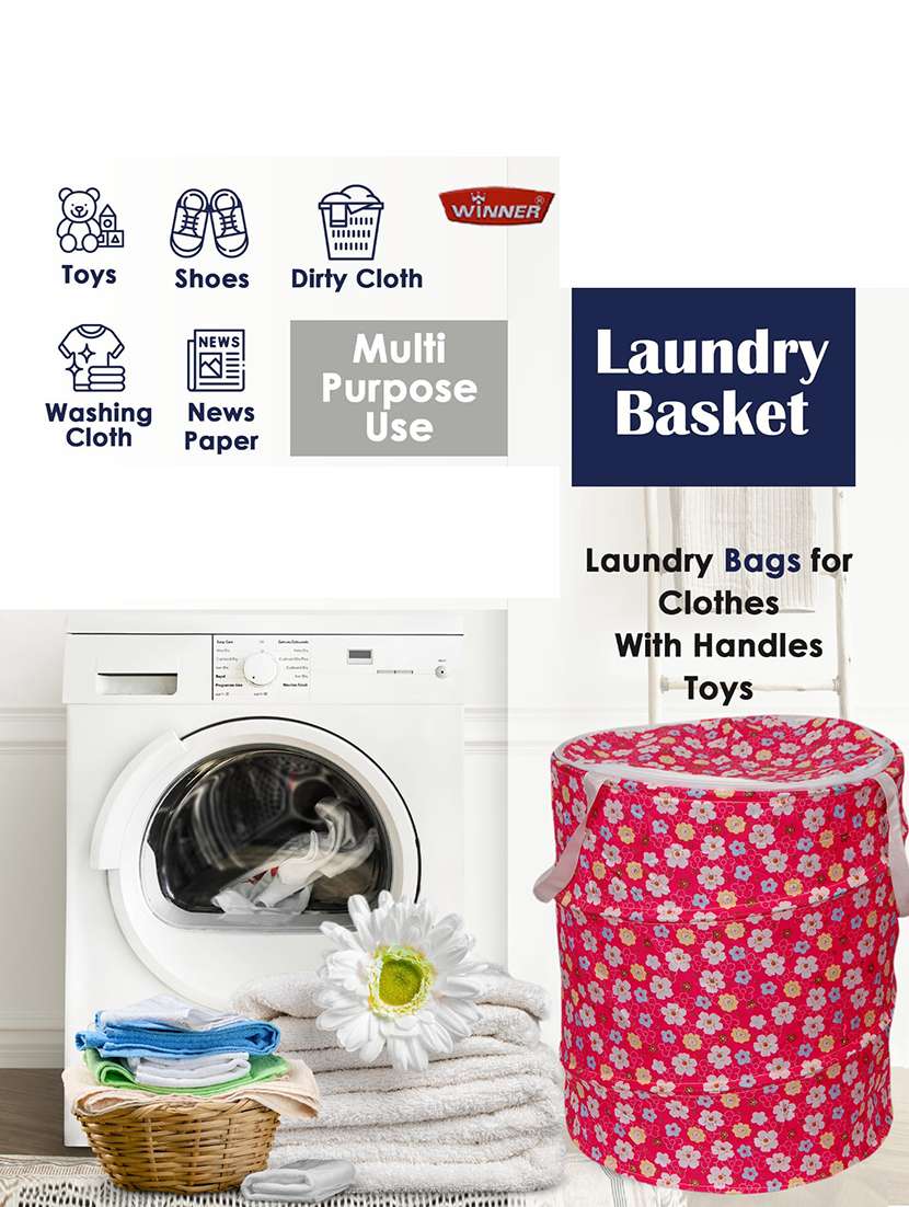 winner polyester floral print round folding laundry bag 36 x 42 cm - 21113269 -  Standard Image - 3