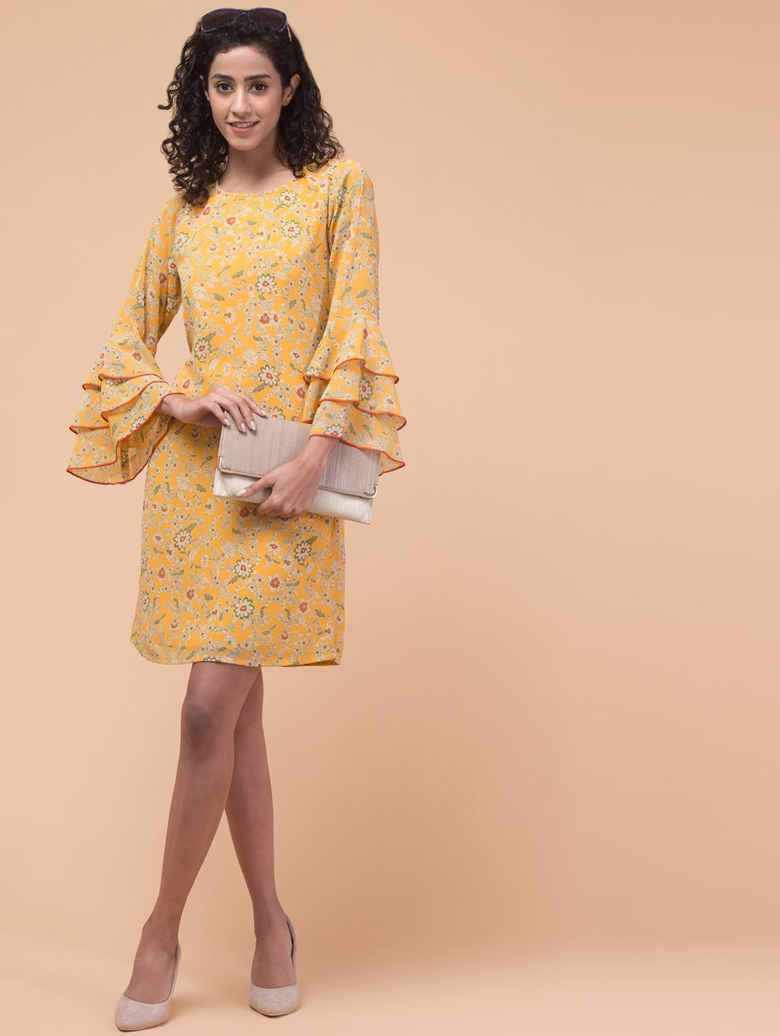 women floral print ruffle sleeves a-line dress - 21113411 - Standard Image - 5
