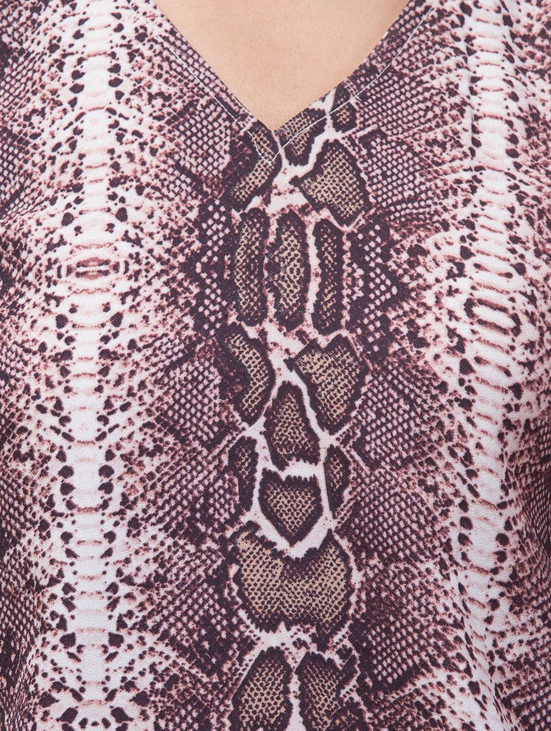 women animal print ruffle sleeves top - 21113415 -  Standard Image - 3