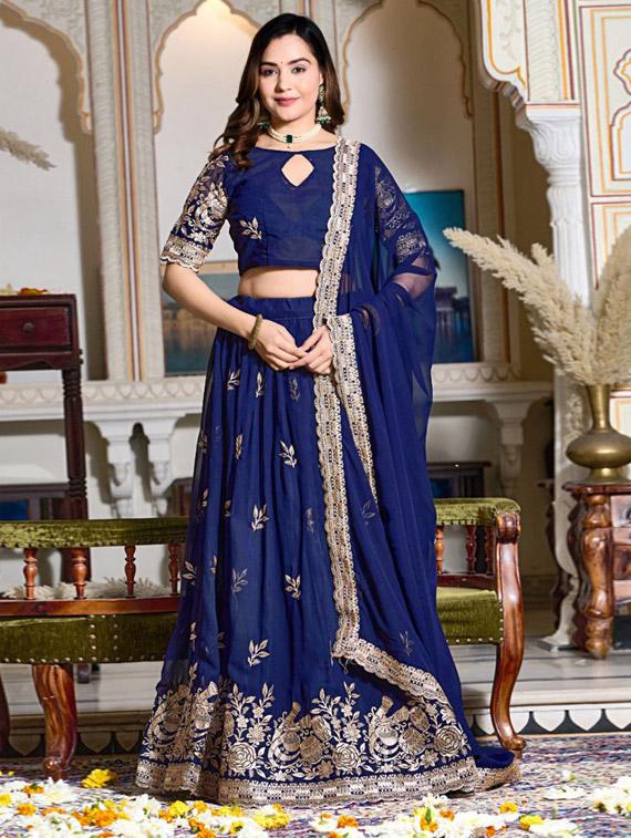 women semi-stitched lehenga choli with dupatta - 21113478 - Zoom Image - 0