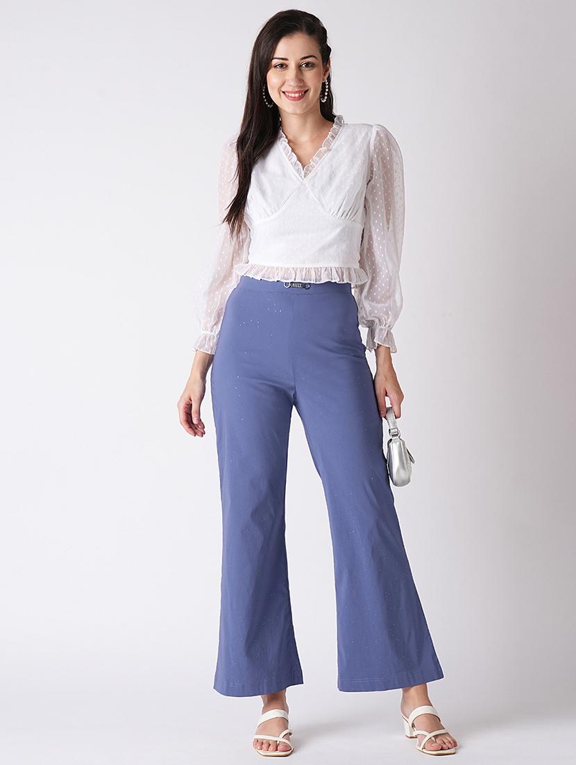 blue rayon bootcut trouser - 21116240 - Standard Image - 3