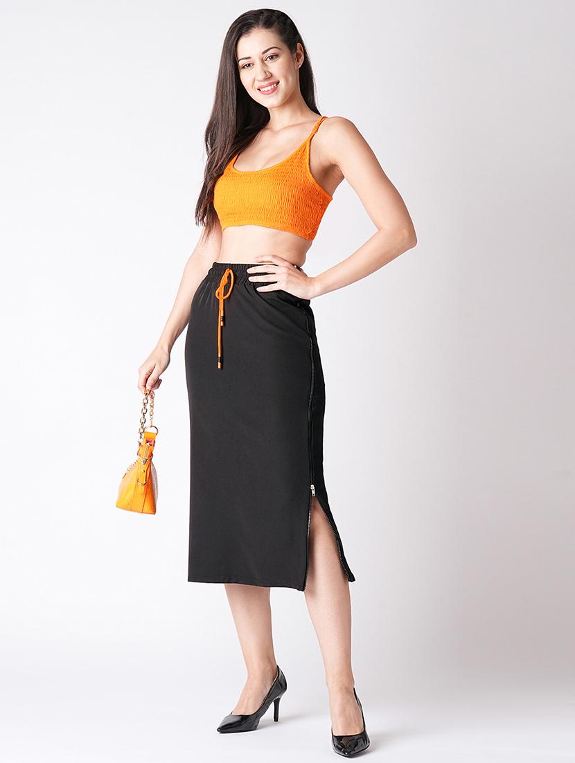 black rayon straight skirt - 21116248 - Standard Image - 3
