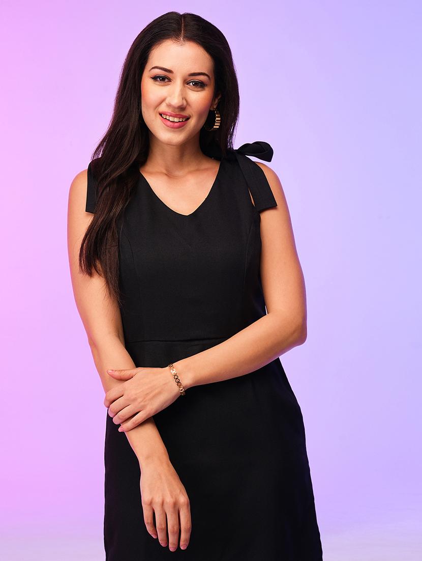 women solid sleeveless a-line dress - 21116279 - Standard Image - 3