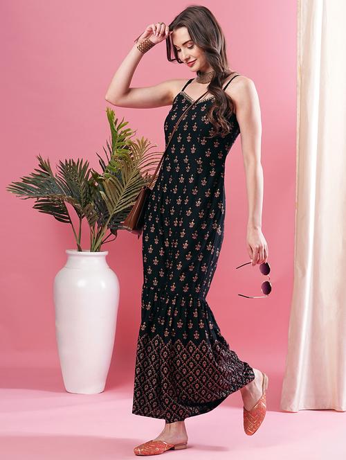 women printed shoulder strap full length jumpsuit - 21116307 - Standard Image - 0