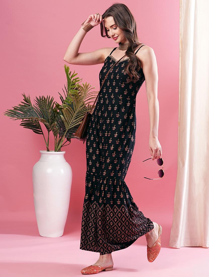 women printed shoulder strap full length jumpsuit - 21116307 - Zoom Image - 0