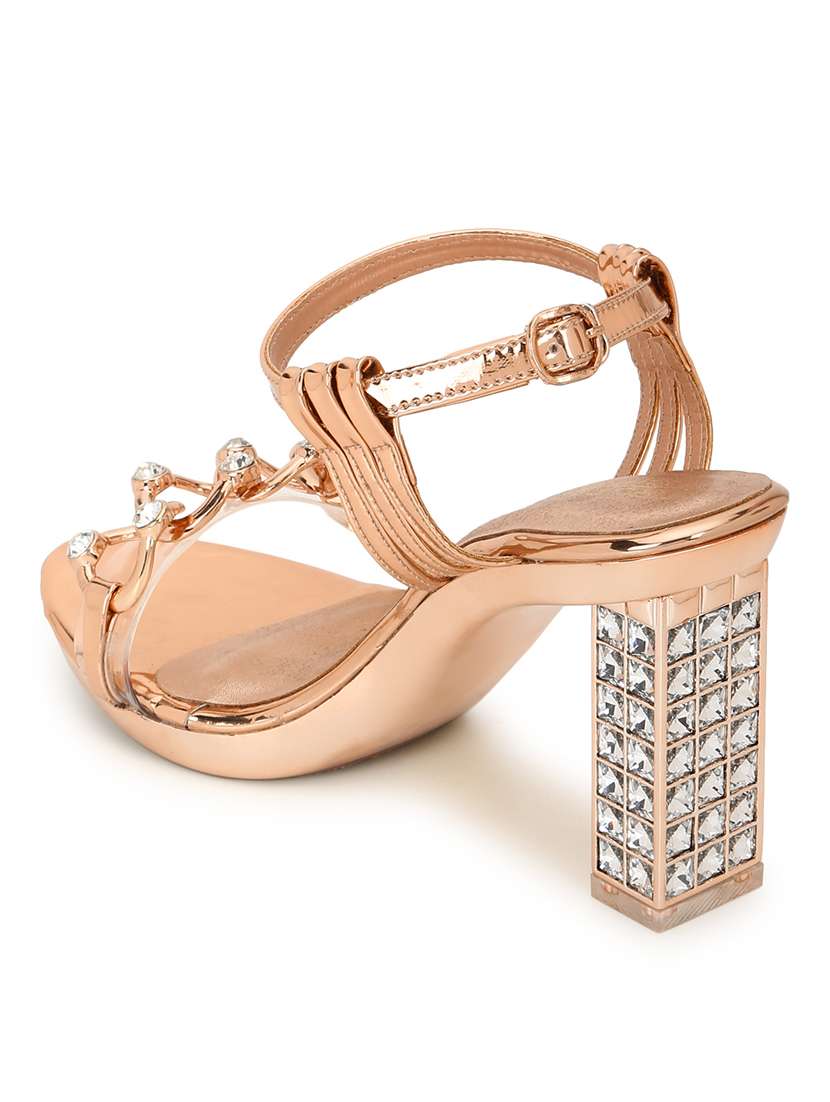 gold patent leather ankle strap sandals - 21116378 - Standard Image - 3