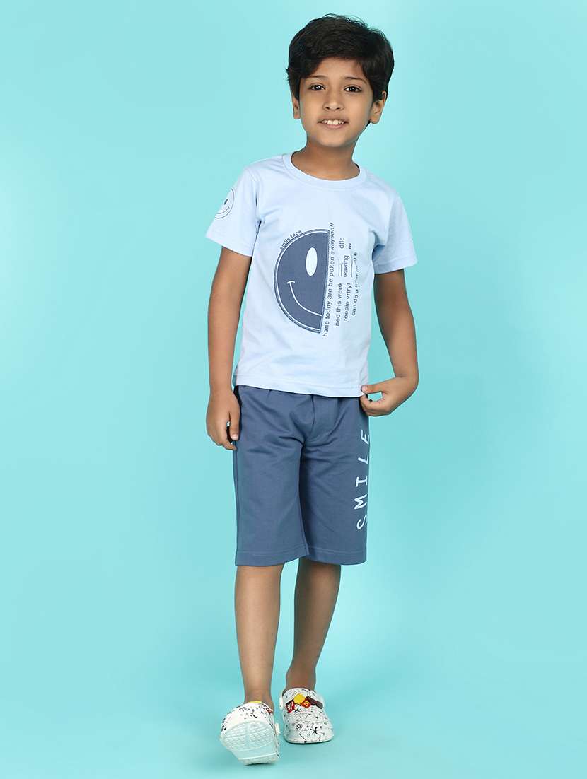 boy blue cotton short set twin set