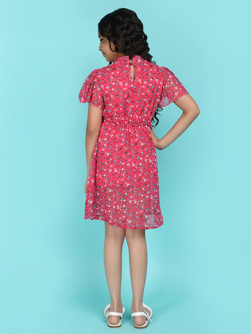 girl printed flutter sleeves frock - 21128333 - Standard Image - 3