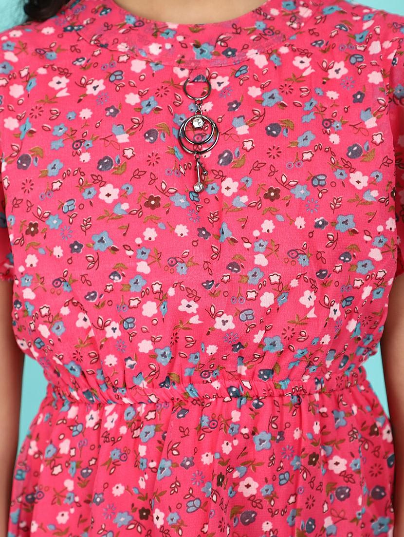 girl printed flutter sleeves frock - 21128333 - Standard Image - 5