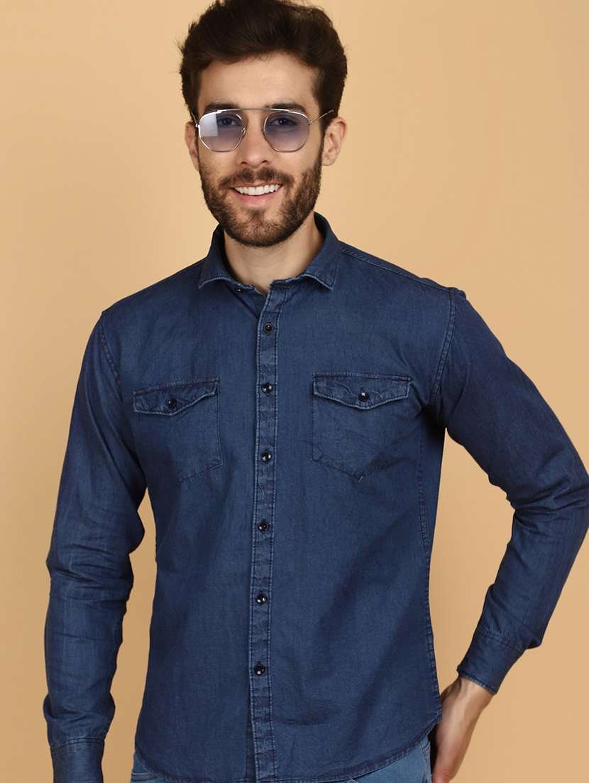 blue denim casual shirt - 21128360 -  Standard Image - 3