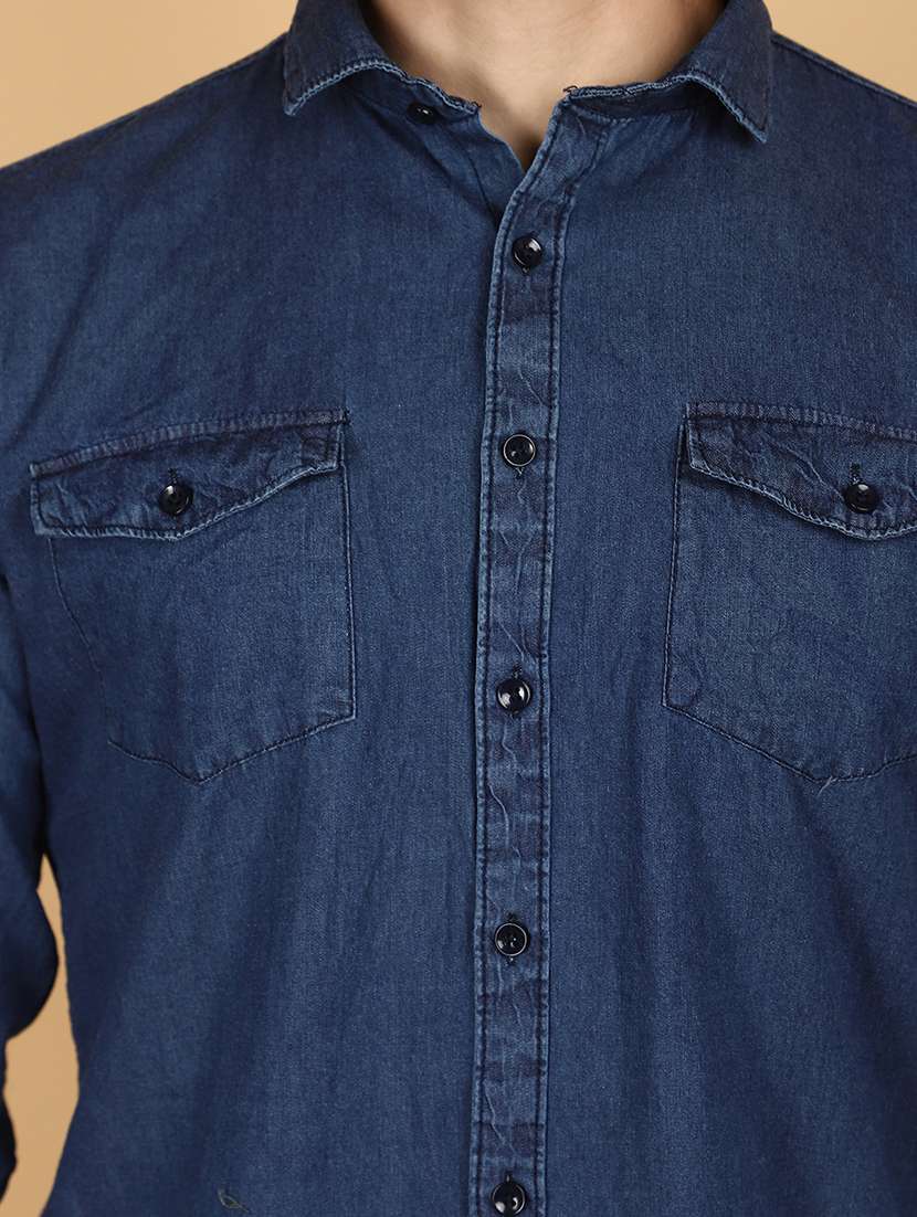 blue denim casual shirt - 21128360 -  Standard Image - 5