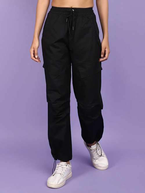 black cotton casual trouser - 21128397 - Standard Image - 0