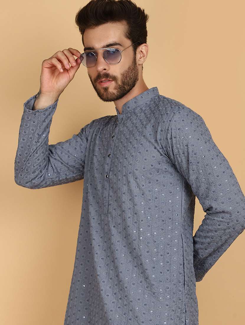 men long sleeve kurta pyjama set - 21128403 -  Standard Image - 5