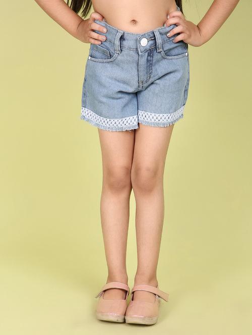 girls light blue solids shorts - 21128404 -  Standard Image - 0