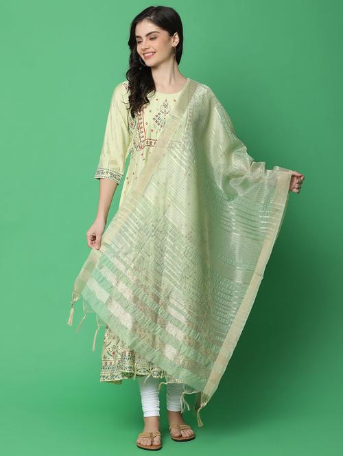 green cotton dupatta - 21128418 - Standard Image - 0
