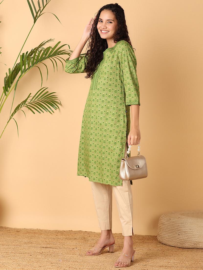 women green printed a-line kurta - 21128434 - Standard Image - 3