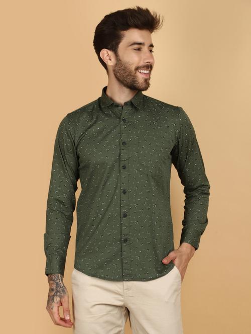 green cotton casual shirt - 21128482 - Standard Image - 0