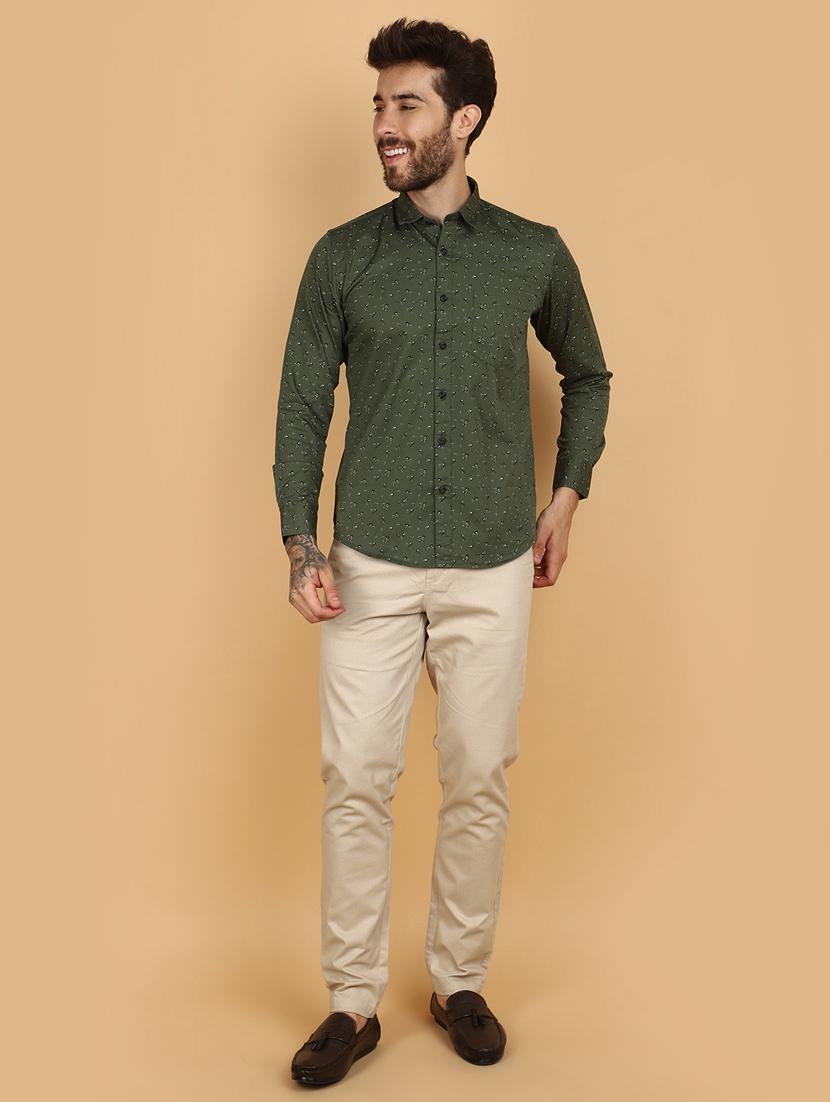 green cotton casual shirt - 21128482 - Standard Image - 3