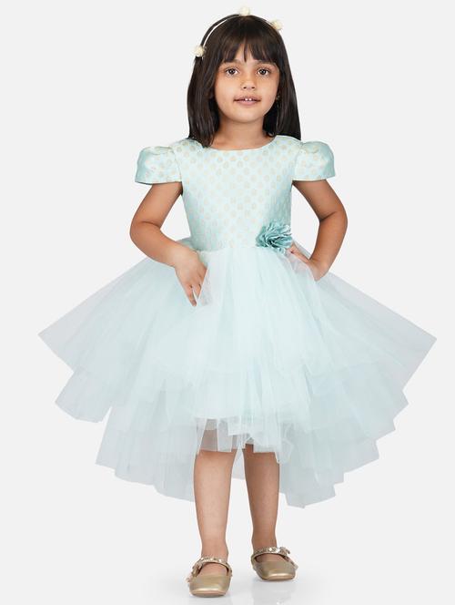 girls round neck net frock - 21128528 - Standard Image - 0