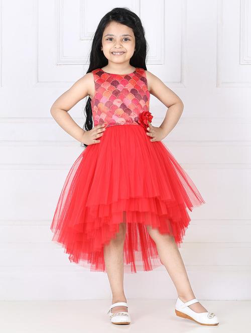 girls round neck net frock - 21128547 -  Standard Image - 0