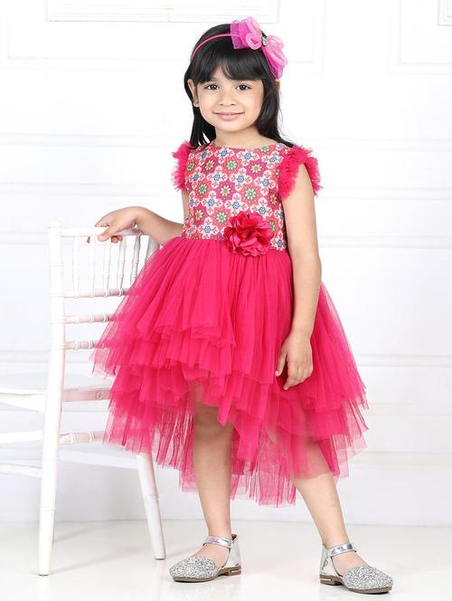 girls round neck net frock - 21128567 -  Standard Image - 0
