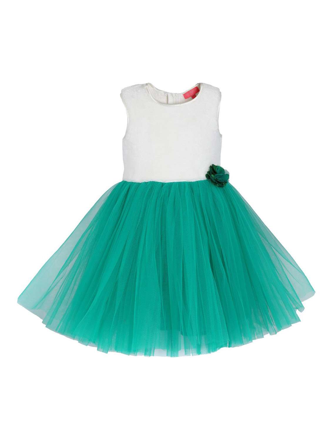 girls round neck color block frock