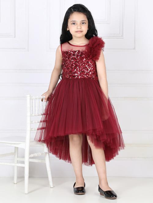 girls round neck net frock - 21128609 -  Standard Image - 0