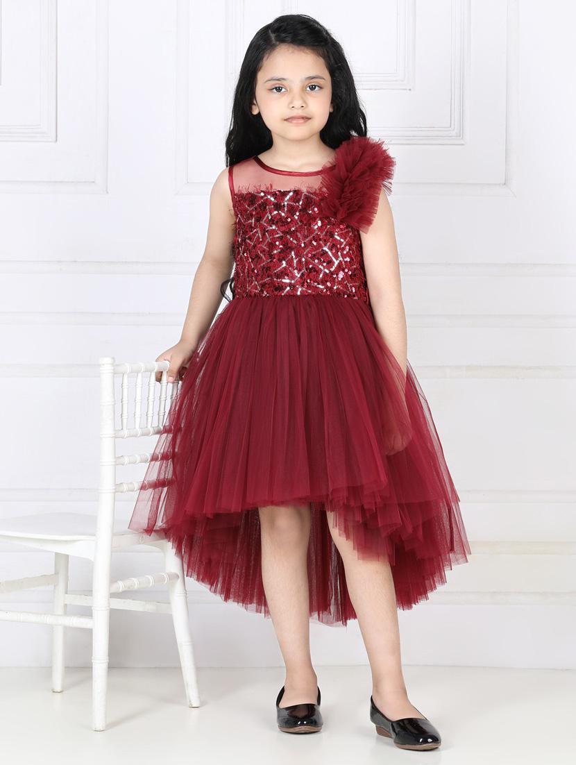 girls round neck net frock - 21128609 -  Zoom Image - 0