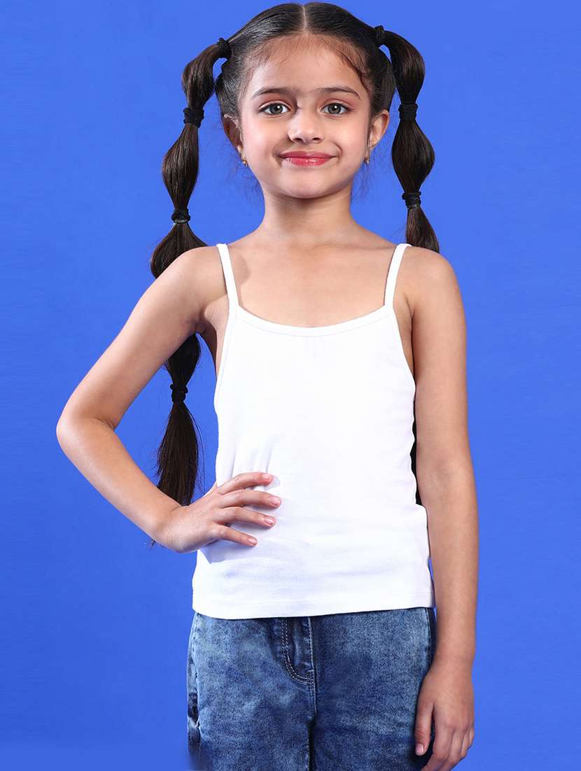 girls square neck solid spaghetti 